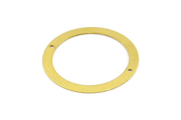 Middle Hole Connector, 10 Raw Brass Circle with 2 Holes And Middle Hole Connector (40mm) Brs 6 A0535