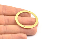 Middle Hole Connector, 10 Raw Brass Circle with 2 Holes And Middle Hole Connector (40mm) Brs 6 A0535