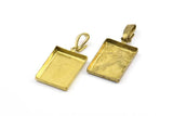 10 Vintage Raw Brass Rectangle Pendant And Earring Setting With 16x12mm Cameo Base Y275