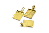 10 Vintage Raw Brass Rectangle Pendant And Earring Setting With 16x12mm Cameo Base Y275