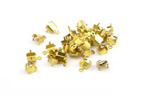Rhinestone Chain Connector, 20 Raw Brass Rhinestone Chain Connectors Crimps Setting With Prongs For (5mm) Chain L016