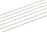 1 Meter - 3.3 Feet 1 Mm Silver Tone Brass Faceted Ball Chain - W69 ( Z030 )