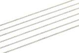 10 Meters 1mm Silver Tone Brass Faceted Ball Chain Z030