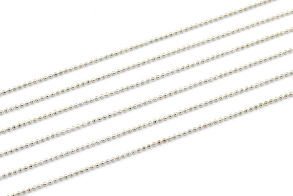 10 Meters 1mm Silver Tone Brass Faceted Ball Chain Z030