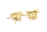 Tiny Bug Charm, 1 Gold Plated Brass Bug Fly Insect Charms (41x35mm) N0242 Q0054