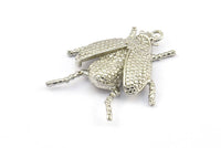 Tiny Bug Charm, 1 Silver Tone Bug Fly Insect Charm With 1 Loop (41x35mm) N0242