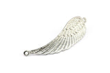 Silver Wing Pendant, 2 Silver Tone Wing Pendants With 2 Loops, Earring, Jewelry Findings (43x13x1.5mm) BS 1959