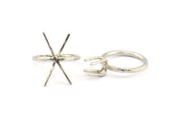 Claw Ring Setting, 2 Silver Tone Claw Ring Blanks With 4 Claws For Natural Stones N0210 H0511