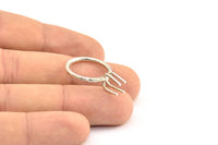 Claw Ring Setting, 2 Silver Tone Claw Ring Blanks With 4 Claws For Natural Stones N0210 H0511