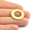 Brass Circle Charm, 10 Raw Brass With 1 Hole Circle Stamping Tags , Findings (25mm) D0180