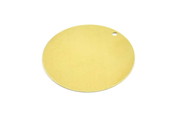32mm Round Tag, 25 Huge Raw Brass Round Tags with 1 Hole (32mm) Brs 1452-3 A0385