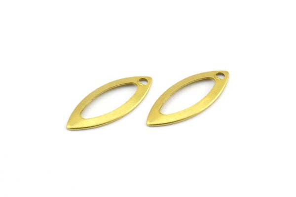 Brass Marquise Charm, 100 Raw Brass Marquise Charms Findings (16mm) Brs 350 A0092