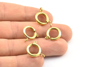 14mm Ring Clasps - 10 Raw Brass Round Ring Clasps (14mm) 1710 A0430 BS2366