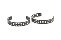 Black Chevron Cuff - 1 Oxidized Brass Black Chevron Cuff Bracelet Blank Bangle With 2 Holes (10x145x0.80mm) T100-0