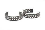 Black Chevron Cuff - 1 Oxidized Brass Black Chevron Cuff Bracelet Blank Bangle With 2 Holes (15x145x0.80mm) T103-0