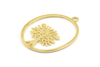 Brass Tree Charm, 2 Raw Brass Tree Charms With 1 Loop, Pendant, Findings (45x34x1.2mm) BS 2044