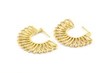 Brass Semi Sun Earring, 2 Raw Brass Semi Sun Earrings (40x29x2.5mm) BS 2042