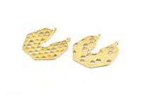 Brass Honeycomb Pendant, 2 Raw Brass Honeycomb Pendant With 2 Loops, Charms, Findings (31.5x32.5x1.3mm) BS 2052