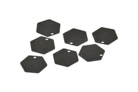Honeycomb Pendant, 25 Oxidized Brass Black Hexagon Stamping Blank Tag, Charms (12mm) Brs 4090d A0157 S674