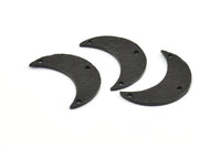 Hammered Moon Crescent Charm, 2 Oxidized Brass Black Hammered Moons with 3 Holes Pendant (25x9x1.2mm) N0386 S676