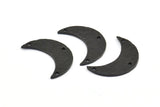 Hammered Moon Crescent Charm, 2 Oxidized Brass Black Hammered Moons with 3 Holes Pendant (25x9x1.2mm) N0386 S676