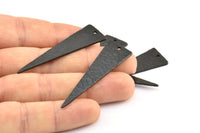 Hammered Triangle Charm, 2 Oxidized Brass Black Hammered Long Triangle Charms, Pendant, Earring Findings (14x50x1.2mm) N0200 S670
