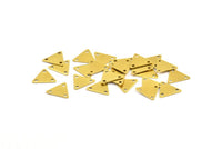 Geomertric Brass Findings, 50 Raw Brass Triangle Charms With 3 Holes (9x10mm) Brs 621 A0051