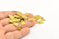 Tiny Triangle Charm, 500 Raw Brass Triangle Charms with 3 Holes (9x10mm) Brs 621 ( A0051 )