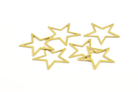 Raw Brass Star, 100 Raw Brass Star Connectors  (22mm) Brs 725 A0300