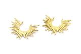 Brass Sun Pendant, 2 Raw Brass Textured Sunny Pendants With 2 Loops (38x27.5x1.7mm) E210