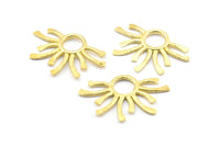 Brass Sun Pendant, 3 Raw Brass Sun Pendants (37.5x24.5x2mm) E206