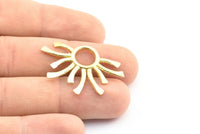 Brass Sun Pendant, 3 Raw Brass Sun Pendants (37.5x24.5x2mm) E206