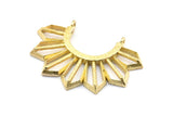 Brass Sun Pendant, 2 Raw Brass Textured Sunny Pendants With 2 Loops (36.5x26x2.6mm) E204