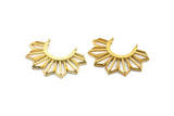 Brass Sun Pendant, 2 Raw Brass Textured Sunny Pendants With 2 Loops (36.5x26x2.6mm) E204