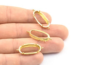 Brass Oval Setting, 4 Raw Brass Oval Settings With 2 Loops and 1 Pad Setting (30.5x12x5.5mm) E203