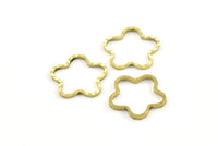 Brass Flower Charm, 24 Raw Brass Flower Charms (15mm) M02 A0566