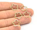 Brass Flower Charm, 24 Raw Brass Flower Charms (15mm) M02 A0566