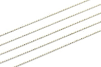 Silver Brass Chain, 20 Meters 66 feet (1.2 mm) Silver Tone Brass Faceted Ball Chain - W70 ( Z031 )