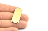 Brass Rectangle Blank, 10 Raw Brass Bracelet Blanks With 4 Holes (15x40x0.65mm) B0174