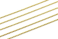 Ball Chain With Connectors, 1 Meter - 3.3 Feet (1.3mm) Solid Brass Chain With 2 Connectors - Brs 9 Z076