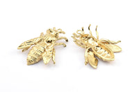 Huge Bee Pendant, 1 Gold Plated Brass Bug Aryan Insect Charm Pendant (41x34mm) N0350 Q0332