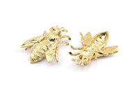 Huge Bee Pendant, 1 Gold Plated Brass Bug Aryan Insect Charm Pendant (41x34mm) N0350 Q0332
