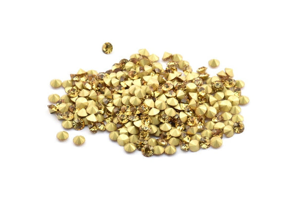 Golden Amber Swarovski Diamond, 12 Golden Amber Swarovski Diamonds For 4.3/4.4mm Pad SS18