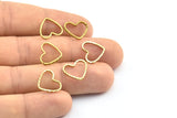 Textured Heart Pendant, 24 Raw Brass Cutting Heart Connectors (14x11mm) A0571