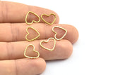 Heart Choker Charm, 24 Cutting Raw Brass Heart Connector  (14x13mm) A0572
