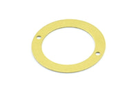 Middle Hole Round Connector, 20 Raw Brass Middle Hole Round Connectors, Findings (22mm) A0536
