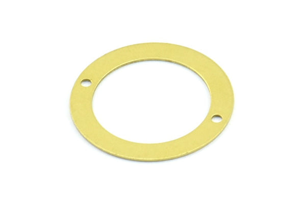 Middle Hole Round Connector, 20 Raw Brass Middle Hole Round Connectors, Findings (22mm) A0536