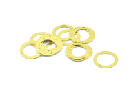 Middle Hole Round Connector, 20 Raw Brass Middle Hole Round Connectors, Findings (22mm) A0536