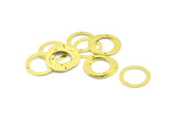 Middle Hole Round Connector, 20 Raw Brass Middle Hole Round Connectors, Findings (22mm) A0536