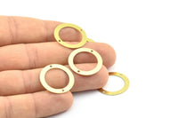 Middle Hole Round Connector, 20 Raw Brass Middle Hole Round Connectors, Findings (22mm) A0536